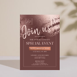 Stylish bronze corporate special event invite 招待状