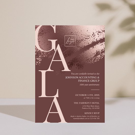 Stylish bronze editable business gala invite 招待状