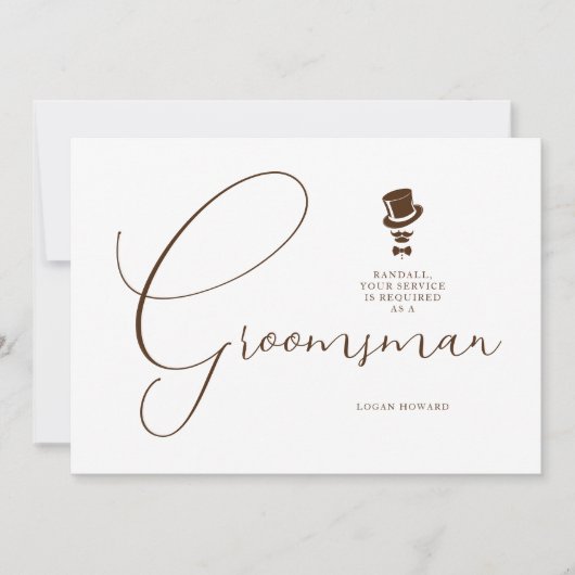Stylish Brown Groomsman Wedding Simple Proposal  招待状 (正面)