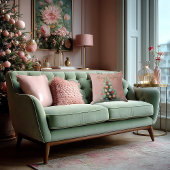 Stylish Brushed Pink Christmas Tree Throw Pillow クッション