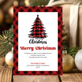 Stylish Buffalo Check Christmas Greeting Card シーズンカード