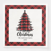 Stylish Buffalo Christmas Tree Napkin Template (正面)