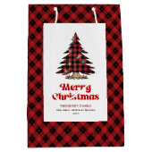 Stylish buffalo plaid gift bag Christmas custom ミディアムペーパーバッグ (正面)