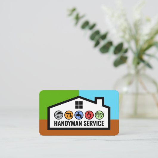 Stylish Building Frame With Handyman Tools 名刺 (スタンド正面)