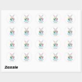 Stylish bunny eggs Floral Happy Easter Sticker ラウンドシール (シート)