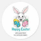 Stylish bunny eggs Floral Happy Easter Sticker ラウンドシール (正面)