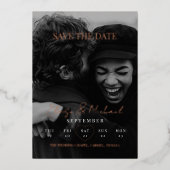 Stylish Calendar Photo Double-sided Save The Date 箔招待状 (正面)