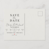 Stylish Calendar Photo Wedding Save The Date 案内ポストカード (裏面)