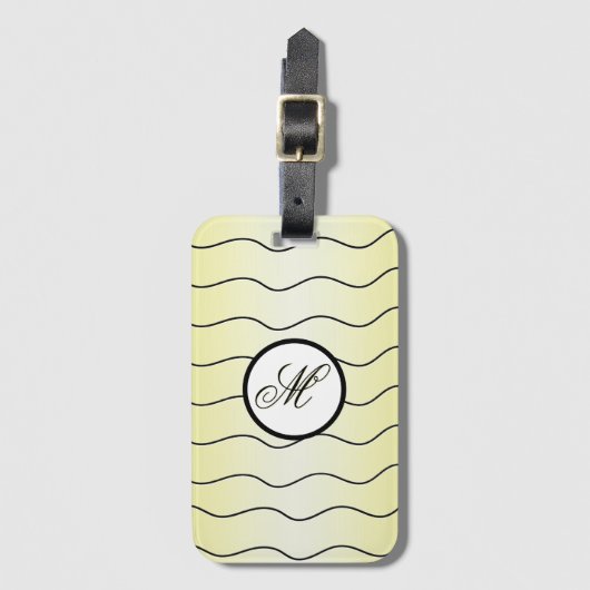 Stylish Calligraphy Initial Pastel Butter Yellow ラゲッジタグ (正面縦)