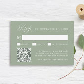 Stylish Calligraphy Script Wedding Sage Green 出欠カード