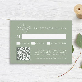Stylish Calligraphy Script Wedding Sage Green 出欠カード