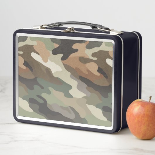 Stylish Camouflage Pattern Metal Lunch Box Case メタルランチボックス (インサイチュ)
