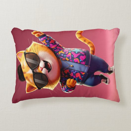✨ Stylish Cat Accent Pillow – Fun & Colorful Home  アクセントクッション (正面)