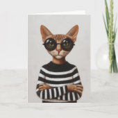 Stylish Cat With Round Glasses カード (正面)