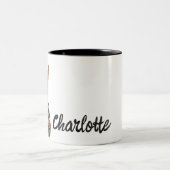 Stylish Cat With Round Glasses ツートーンマグカップ (中央)