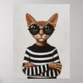 Stylish Cat With Round Glasses ポスター (正面)