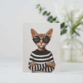 Stylish Cat With Round Glasses ポストカード (スタンド正面)