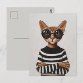 Stylish Cat With Round Glasses ポストカード (正面/裏面)