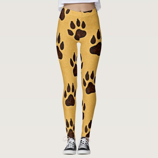 stylish Cheetah Paw Print Leggings レギンス (正面)