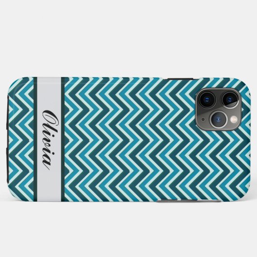 Stylish Chevron Wave Blue, Teal, Green Case-Mate iPhoneケース (裏面(横))