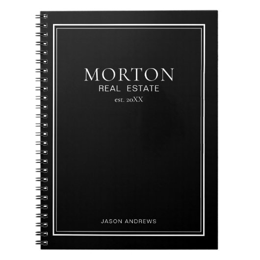 Stylish Chic Black & White Real Estate Notebook ノートブック (正面)