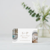 Stylish Chic Elegant Arch Photos Monogram QR Code 名刺 (スタンド正面)