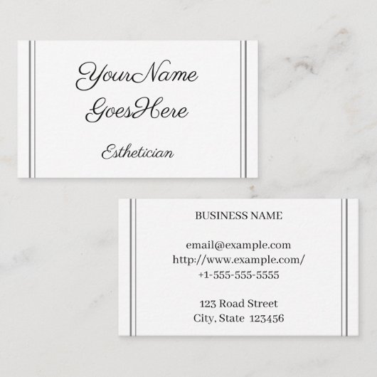 Stylish & Chic Esthetician Business Card 名刺 (正面/裏面)