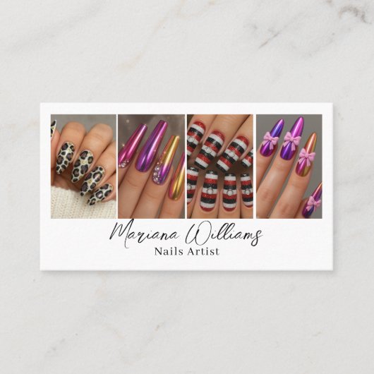 stylish chic nail artist 4 photos collage minimal 名刺 (正面)