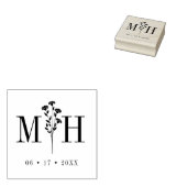 Stylish Chic Wedding Wildflowers Initials Monogram ラバースタンプ (押印)