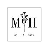 Stylish Chic Wedding Wildflowers Initials Monogram ラバースタンプ (インプリント)