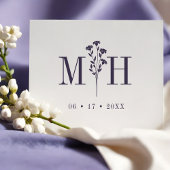 Stylish Chic Wedding Wildflowers Initials Monogram ラバースタンプ