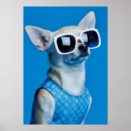 Stylish Chihuahua in Sunglasses ポスター