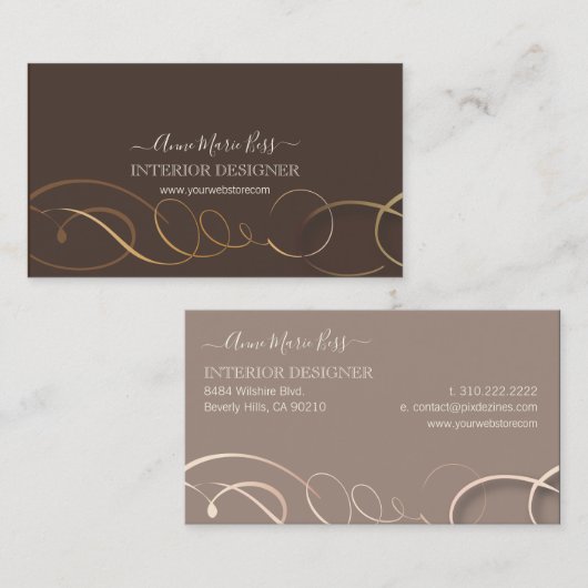 Stylish chocolate business cards 名刺 (正面/裏面)