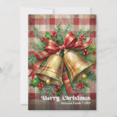 Stylish Christmas bells classic holly berries card シーズンカード (正面)