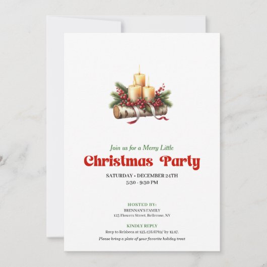 Stylish Christmas Decoration Party Template 招待状 (正面)