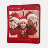 Stylish Christmas minimal fun photo family red セラミックオーナメント (左)