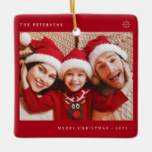 Stylish Christmas minimal fun photo family red セラミックオーナメント (正面)