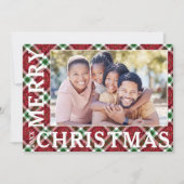 Stylish Christmas Plaid Photo シーズンカード (正面)