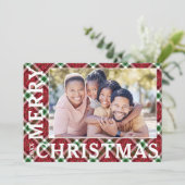 Stylish Christmas Plaid Photo シーズンカード (スタンド正面)