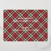 Stylish Christmas Plaid Photo 箔シーズンカード (裏面)