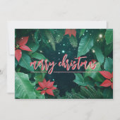 Stylish Christmas Poinsettias Business Logo シーズンカード (正面)