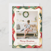 Stylish Christmas Red Green Plaid Pattern 1 Photo シーズンカード (正面)