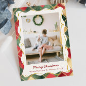 Stylish Christmas Red Green Plaid Pattern 1 Photo シーズンカード