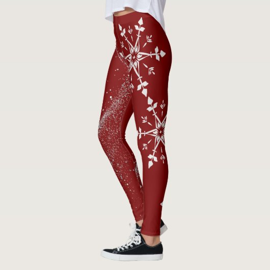 Stylish Christmas red leggings . レギンス (左)
