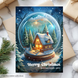 Stylish Christmas scene vintage holly greeting シーズンカード