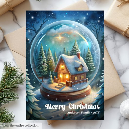 Stylish Christmas scene vintage holly greeting シーズンカード