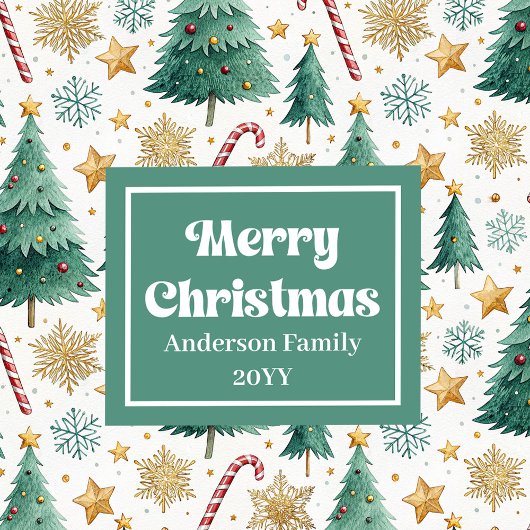 Stylish Christmas Trees Watercolor Paper Napkins