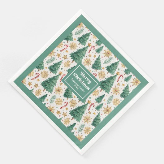 Stylish Christmas Trees Watercolor Paper Napkins (コーナー)
