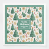 Stylish Christmas Trees Watercolor Paper Napkins (正面)