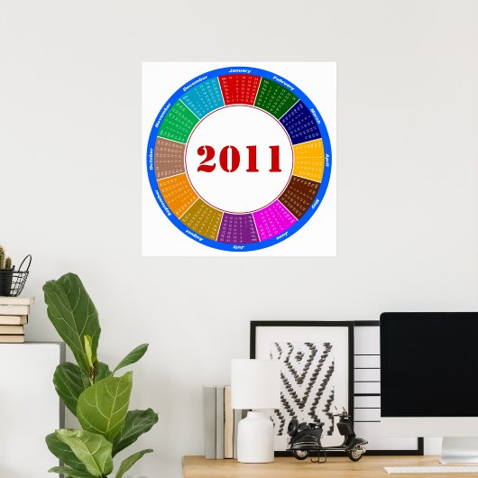 Stylish Circular 2011 Calendar ポスター (ホームオフィス)